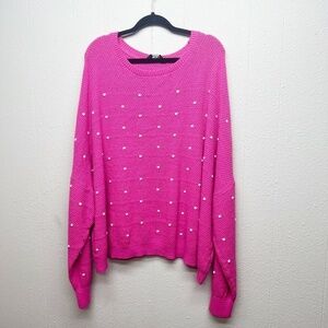 LTS Barbiecore Party Event Casual Womens Pullover Knit Sweater Size 22-24 Tall